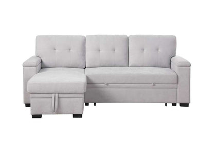 Lilola Home - Lucca II 84.5inW Light Gray Woven Fabric Reversible Sleeper Sectional Sofa with Storage Chaise - 81521 veiw 3