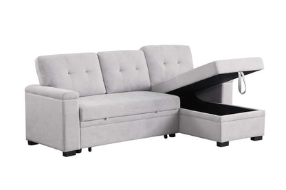 Lilola Home - Lucca II 84.5inW Light Gray Woven Fabric Reversible Sleeper Sectional Sofa with Storage Chaise - 81521 veiw 4