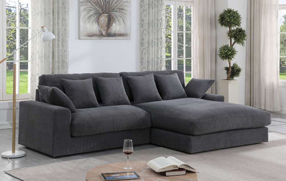 Lilola Home - Mystic Dark Gray Corduroy Reversible Sectional Sofa Chaise - 81337 veiw 1