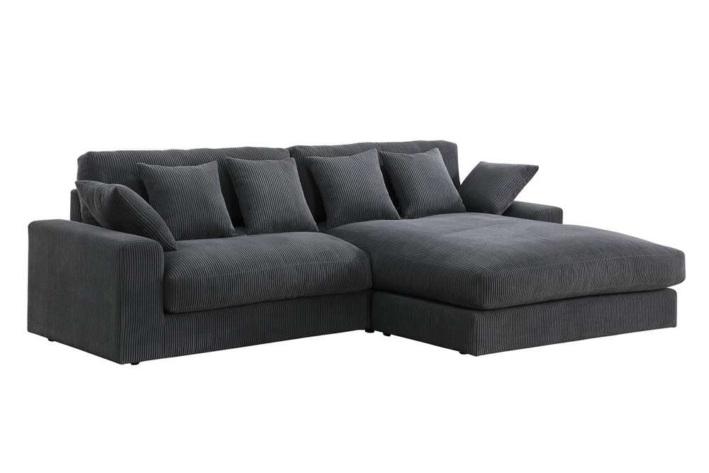 Lilola Home - Mystic Dark Gray Corduroy Reversible Sectional Sofa Chaise - 81337 veiw 2