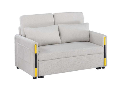 Lilola Home - Percy Beige Teddy Velvet Sleeper Loveseat with Side Pockets - 81356 veiw 2