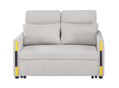Lilola Home - Percy Beige Teddy Velvet Sleeper Loveseat with Side Pockets - 81356 veiw 5