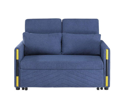 Lilola Home - Percy Navy Teddy Velvet Sleeper Loveseat with Side Pockets - 81357 veiw 5