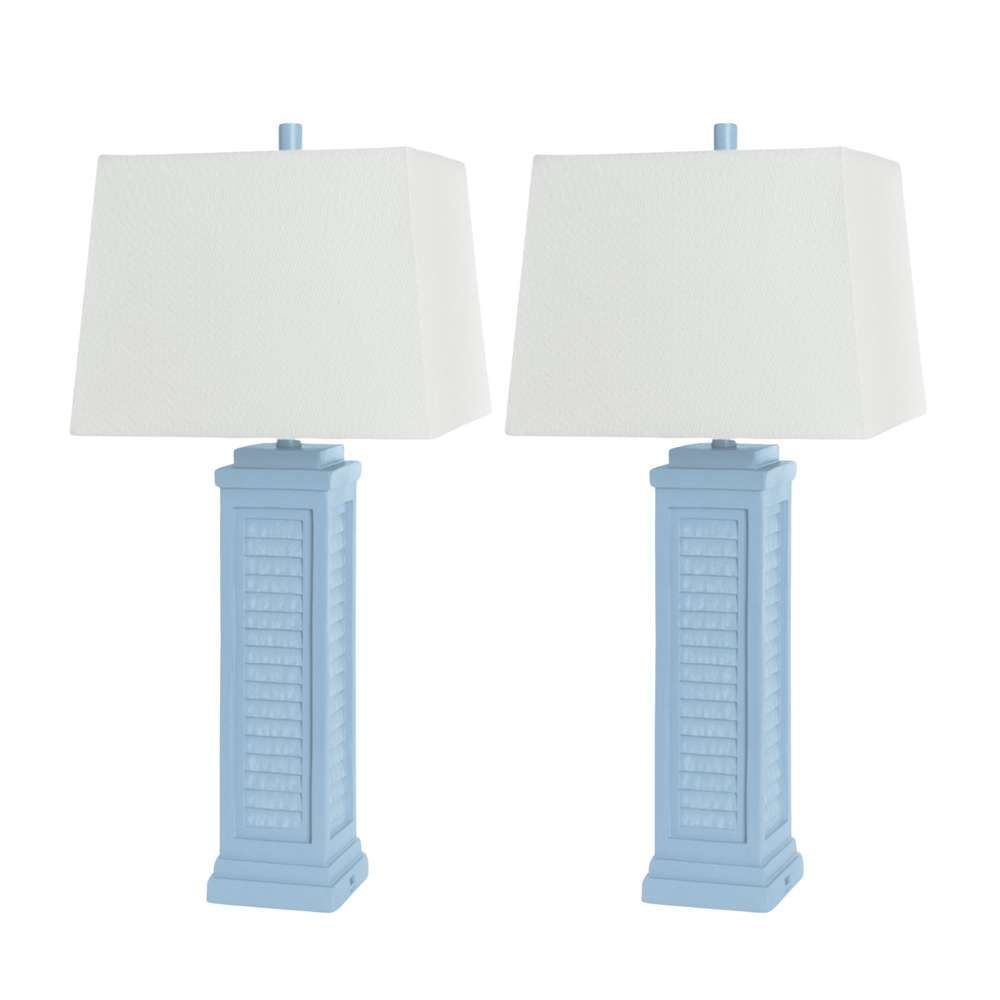 Lux Lighting - Shutter 32in Blue Polyresin  Coastal Table Lamp w/USB, (Set of 2) - LUX-3925-BLUE-USB veiw 1