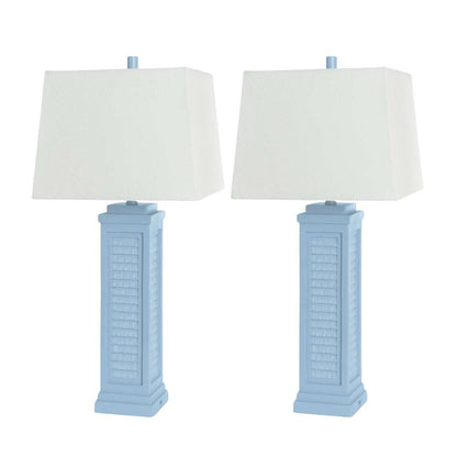 Lux Lighting - Shutter 32in Blue Polyresin  Coastal Table Lamp w/USB, (Set of 2) - LUX-3925-BLUE-USB veiw 1