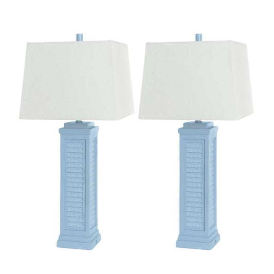 Lux Lighting - Shutter 32in Blue Polyresin  Coastal Table Lamp w/USB, (Set of 2) - LUX-3925-BLUE-USB veiw 1