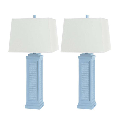 Lux Lighting - Shutter 32in Blue Polyresin  Coastal Table Lamp w/USB, (Set of 2) - LUX-3925-BLUE-USB veiw 2