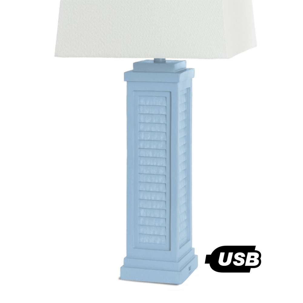 Lux Lighting - Shutter 32in Blue Polyresin  Coastal Table Lamp w/USB, (Set of 2) - LUX-3925-BLUE-USB veiw 3
