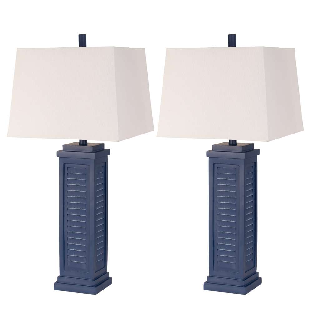 Lux Lighting - Shutter 32in Navy Blue Shutter Lamp / USB, (Set of 2) - LUX-3925-NAVY-USB veiw 1
