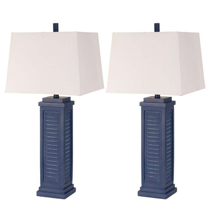 Lux Lighting - Shutter 32in Navy Blue Shutter Lamp / USB, (Set of 2) - LUX-3925-NAVY-USB veiw 1