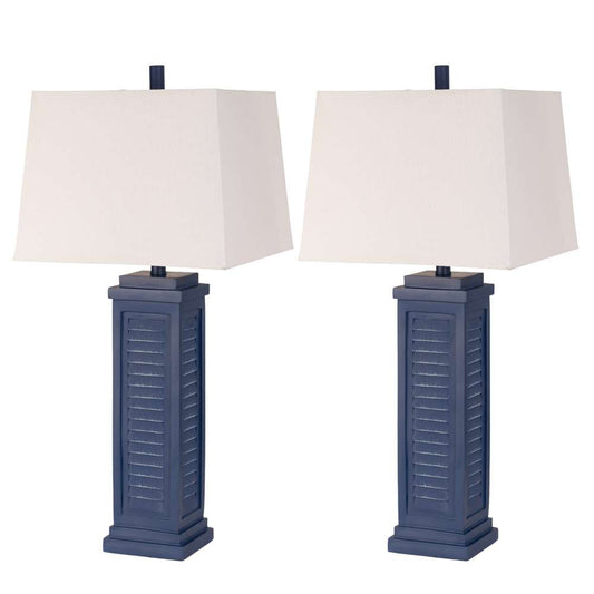 Lux Lighting - Shutter 32in Navy Blue Shutter Lamp / USB, (Set of 2) - LUX-3925-NAVY-USB veiw 1
