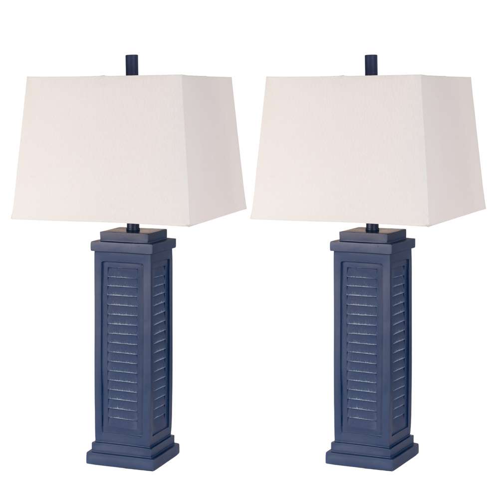 Lux Lighting - Shutter 32in Navy Blue Shutter Lamp / USB, (Set of 2) - LUX-3925-NAVY-USB veiw 2