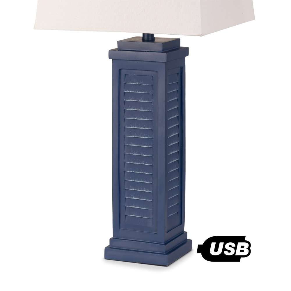 Lux Lighting - Shutter 32in Navy Blue Shutter Lamp / USB, (Set of 2) - LUX-3925-NAVY-USB veiw 4