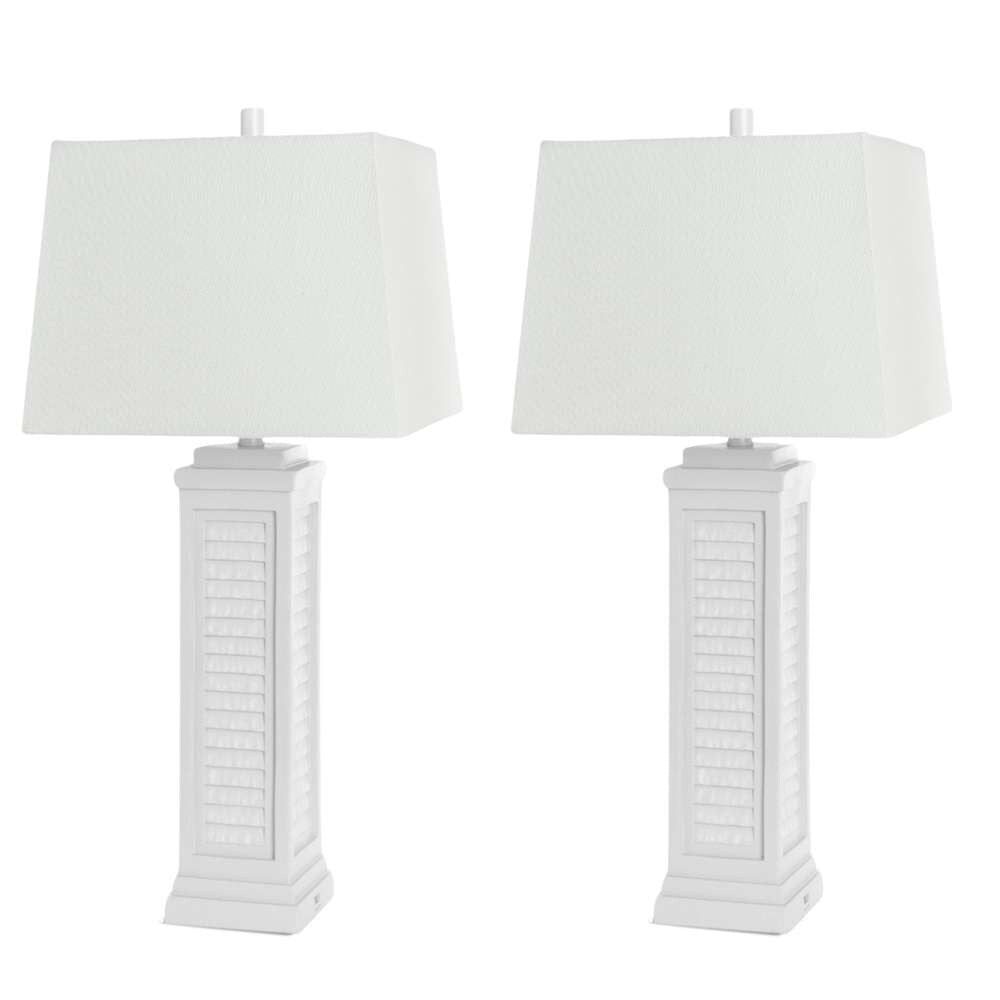 Lux Lighting - Shutter 32” Resin Bright White Shutter Lamp with USB, (Set of 2) - LUX-3925-WHITE-USB veiw 3