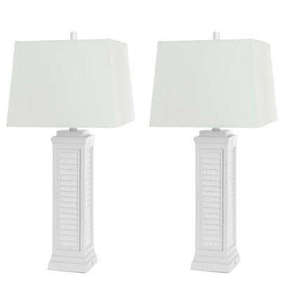 Lux Lighting - Shutter 32” Resin Bright White Shutter Lamp with USB, (Set of 2) - LUX-3925-WHITE-USB veiw 3