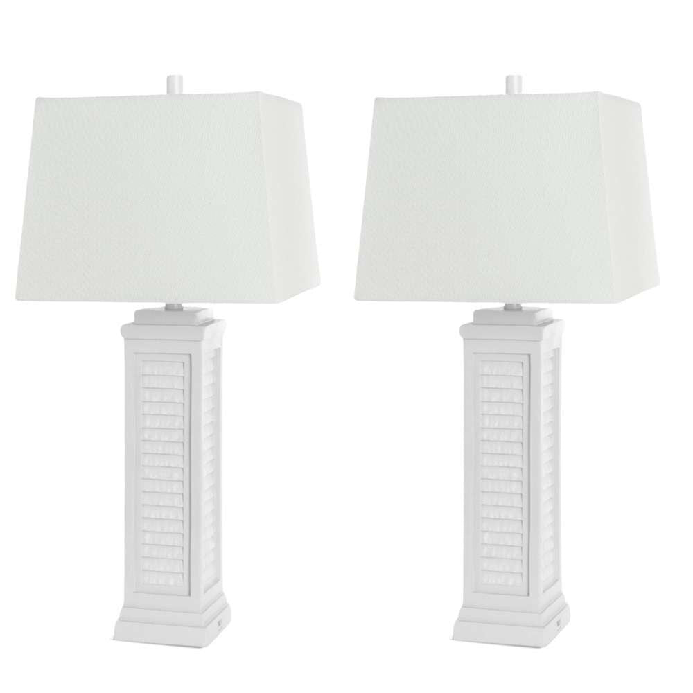Lux Lighting - Shutter 32” Resin Bright White Shutter Lamp with USB, (Set of 2) - LUX-3925-WHITE-USB veiw 4