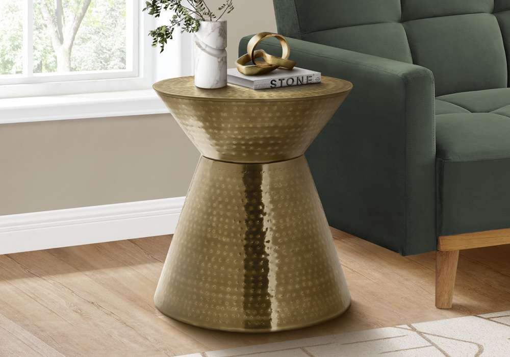 Monarch Specialties - Accent Table, Drum, Side, End, Nightstand, Lamp, Living Room, Bedroom, Gold Metal, Contemporary, Modern - I 3927 veiw 5
