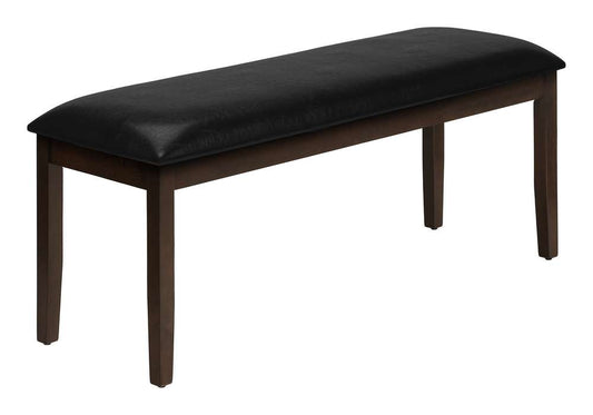 Monarch Specialties - Bench, 48in Rectangular, Dining Room, Hallway, Entryway, Upholstered, Wood, Brown Solid Wood, Black Leather-look, Transitional - I 1334 veiw 1