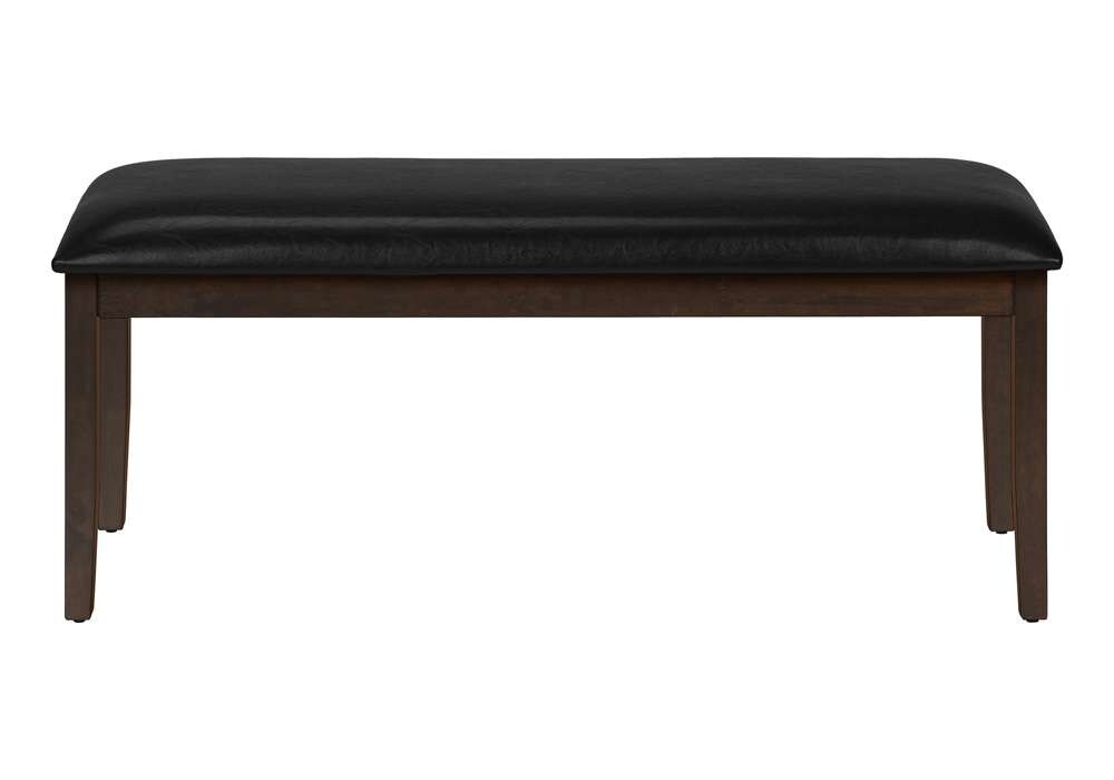 Monarch Specialties - Bench, 48in Rectangular, Dining Room, Hallway, Entryway, Upholstered, Wood, Brown Solid Wood, Black Leather-look, Transitional - I 1334 veiw 2