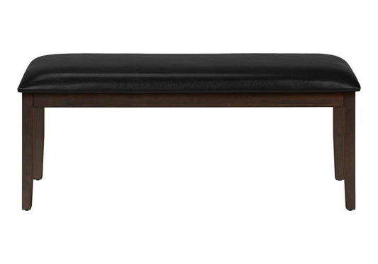 Monarch Specialties - Bench, 48in Rectangular, Dining Room, Hallway, Entryway, Upholstered, Wood, Brown Solid Wood, Black Leather-look, Transitional - I 1334 veiw 2
