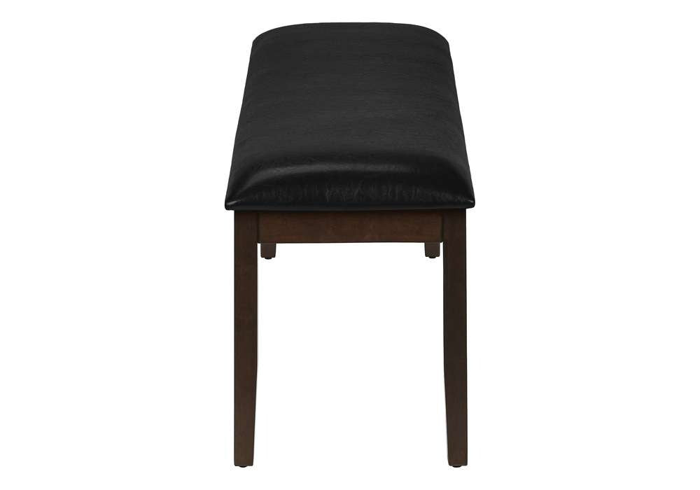 Monarch Specialties - Bench, 48in Rectangular, Dining Room, Hallway, Entryway, Upholstered, Wood, Brown Solid Wood, Black Leather-look, Transitional - I 1334 veiw 3