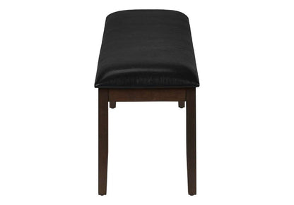 Monarch Specialties - Bench, 48in Rectangular, Dining Room, Hallway, Entryway, Upholstered, Wood, Brown Solid Wood, Black Leather-look, Transitional - I 1334 veiw 3