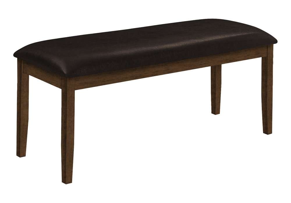 Monarch Specialties - Bench, 48in Rectangular, Dining Room, Entryway, Hallway, Kitchen, Upholstered, Wood, Brown Solid Wood, Brown Leather-look, Transitional - I 1373 veiw 1
