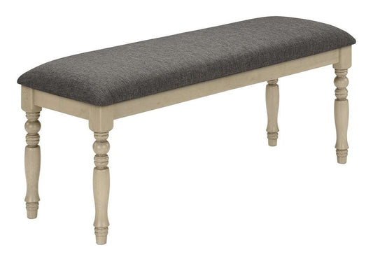 Monarch Specialties - Bench, 48in Rectangular, Upholstered, Wood, Entryway, Dining Room, Kitchen, Antique Grey, Grey Fabric, Grey Solid Wood, Transitional - I 1393 veiw 1