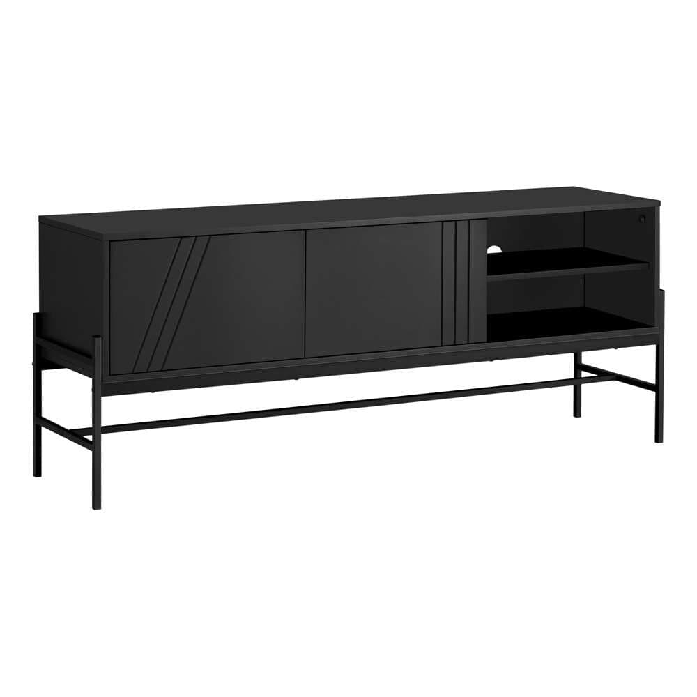 Monarch Specialties - Tv Stand, 60 Inch, Console, Media Entertainment Center, Storage Cabinet, Living Room, Bedroom, Black Laminate, Black Metal, Contemporary, Modern - I 2734 veiw 1