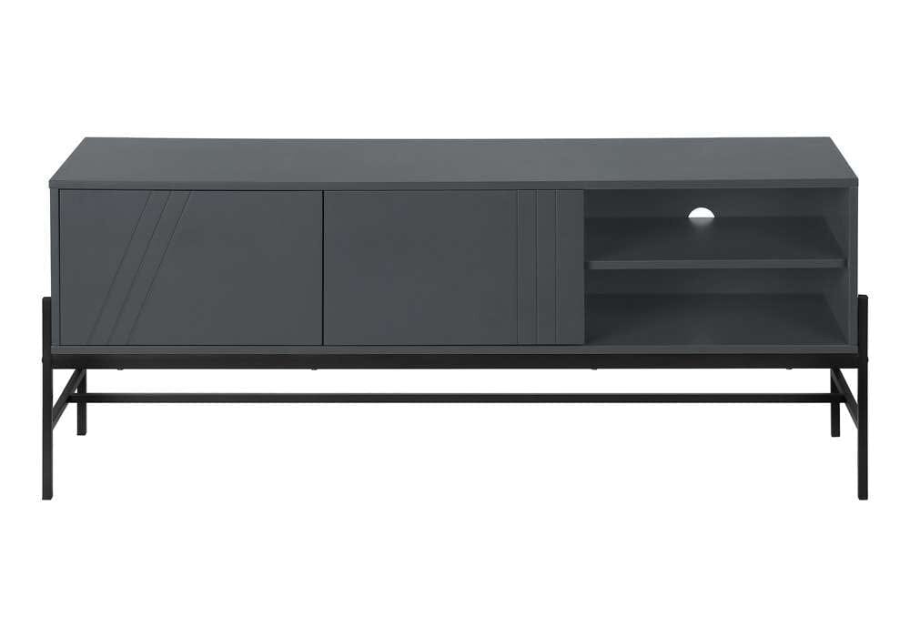Monarch Specialties - Tv Stand, 60 Inch, Console, Media Entertainment Center, Storage Cabinet, Living Room, Bedroom, Grey Laminate, Black Metal, Contemporary, Modern - I 2739 veiw 2