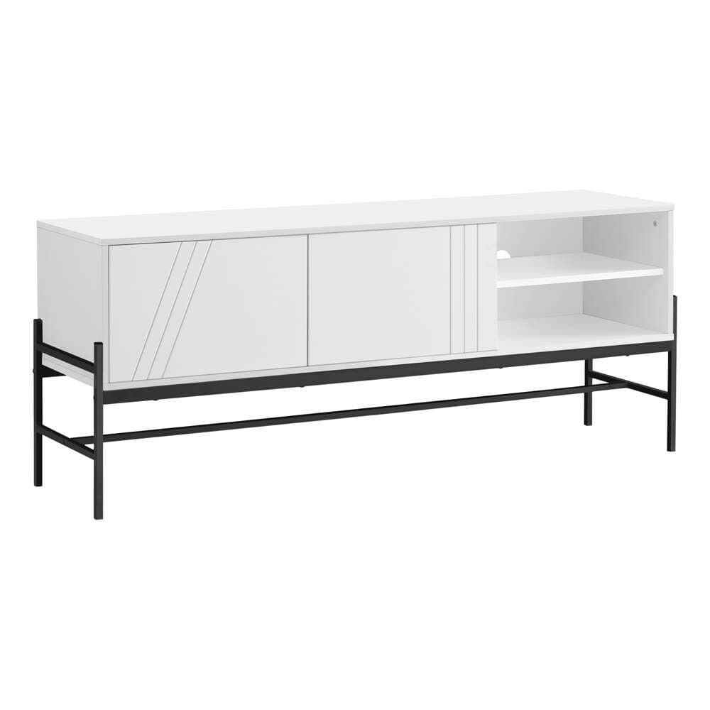 Monarch Specialties - Tv Stand, 60 Inch, Console, Media Entertainment Center, Storage Cabinet, Living Room, Bedroom, White Laminate, Black Metal, Contemporary, Modern - I 2738 veiw 1