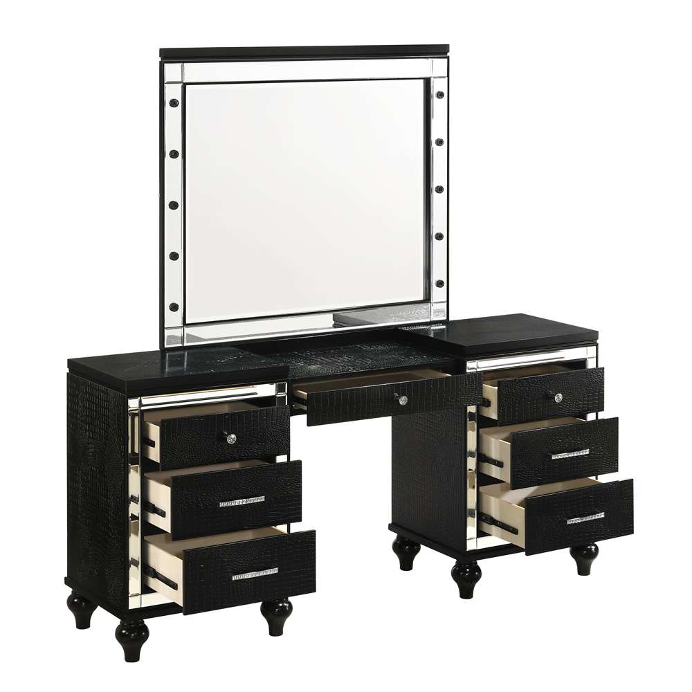 New Classic Furniture - Valentino Vanity Table Mirror (Bulbs Not Included)-Black - BA9698B-091 veiw 2