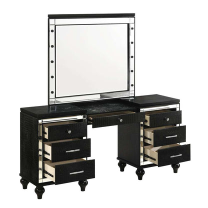 New Classic Furniture - Valentino Vanity Table Mirror (Bulbs Not Included)-Black - BA9698B-091 veiw 2