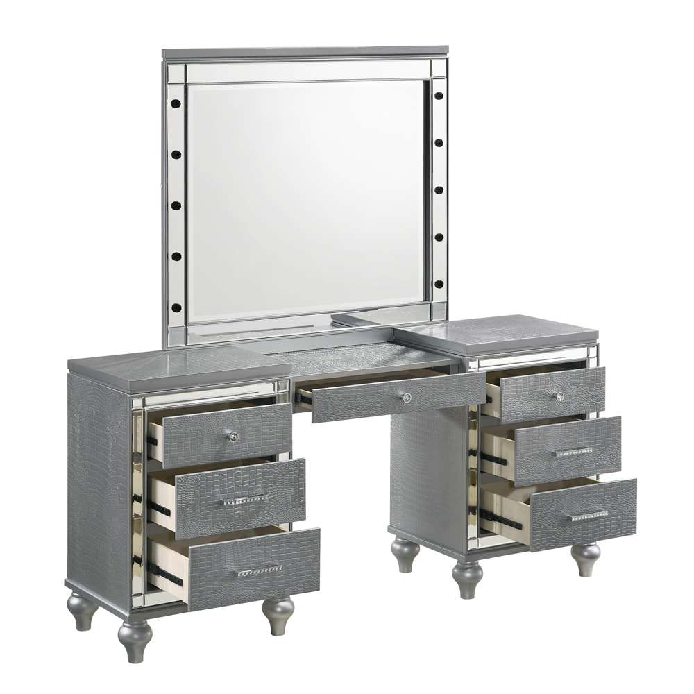 New Classic Furniture - Valentino Vanity Table Mirror (Bulbs Not Included)-Silver - BA9698S-091 veiw 3