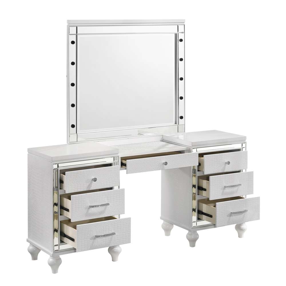 New Classic Furniture - Valentino Vanity Table Mirror (Bulbs Not Included)-White - BA9698W-091 veiw 3