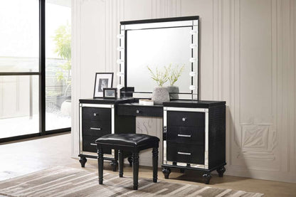 New Classic Furniture - Valentino Vanity Table Stool-Black - BA9698B-092 veiw 2