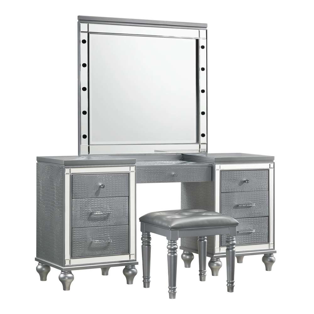 New Classic Furniture - Valentino Vanity Table Stool-Silver - BA9698S-092 veiw 2
