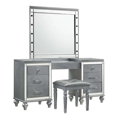 New Classic Furniture - Valentino Vanity Table Stool-Silver - BA9698S-092 veiw 2
