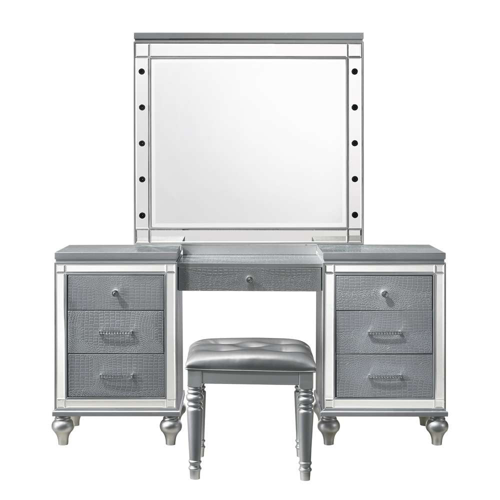 New Classic Furniture - Valentino Vanity Table Stool-Silver - BA9698S-092 veiw 3