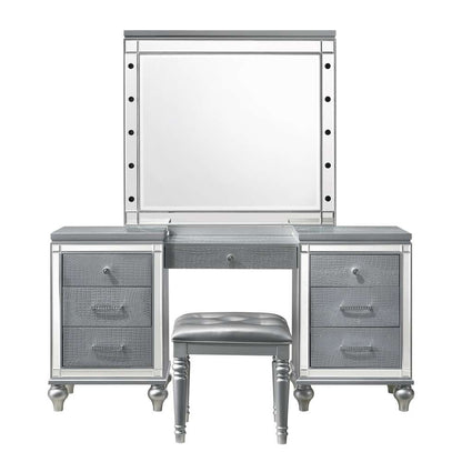 New Classic Furniture - Valentino Vanity Table Stool-Silver - BA9698S-092 veiw 3