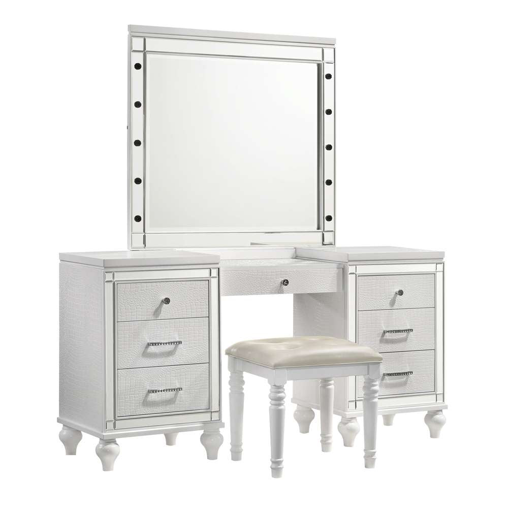 New Classic Furniture - Valentino Vanity Table Stool-White - BA9698W-092 veiw 2
