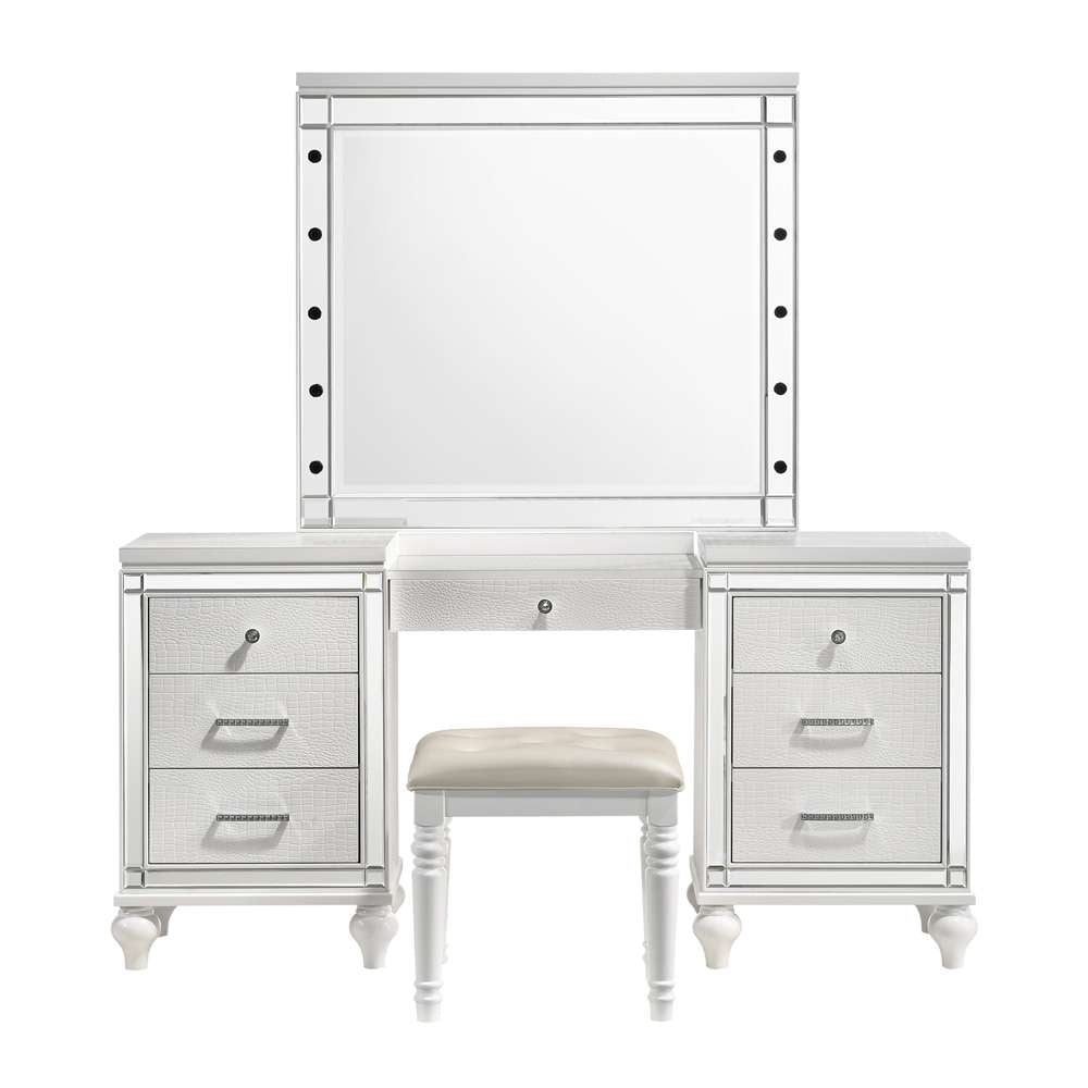New Classic Furniture - Valentino Vanity Table Stool-White - BA9698W-092 veiw 3