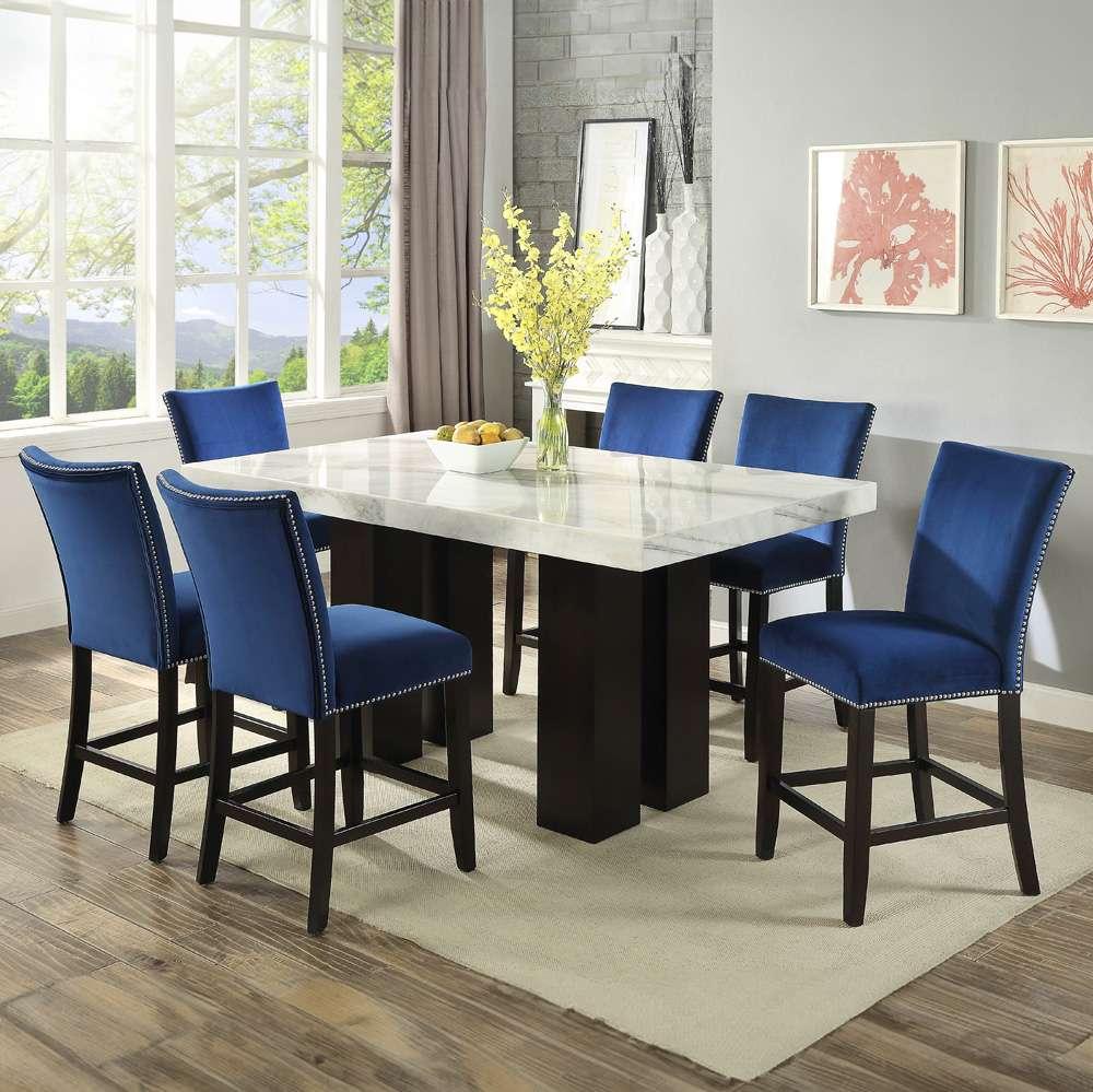 Steve Silver - Camila 7PC Rectangle Counter Set Blue Chair - CM420T540BCCB7PC veiw 1