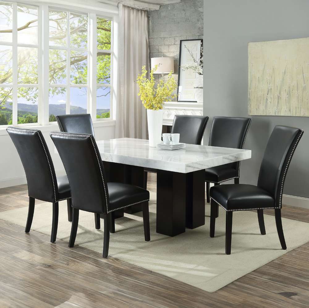 Steve Silver - Camila 7PC Rectangle Dining Set Black Chair - White Table Top - CM420WBWTSKN7PC veiw 1