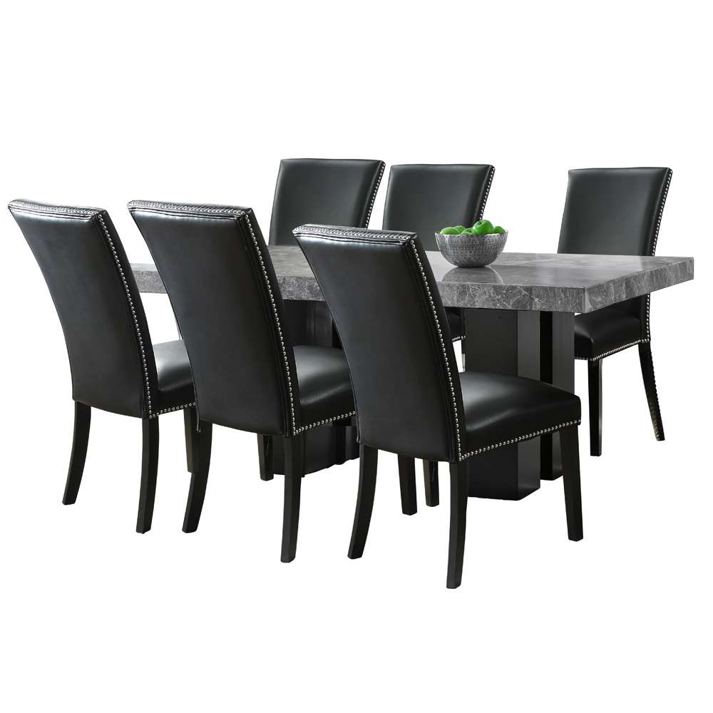 Steve Silver - Camila 7PC Rectangle Dining Set Black Chair - Gray Table Top - CM420-D7PC-GK veiw 1