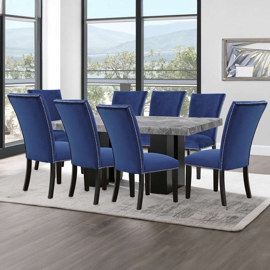 Steve Silver - Camila 9PC Rectangle Dining Set Blue Chair - Gray Table Top - CM420-D9PC-GB veiw 1