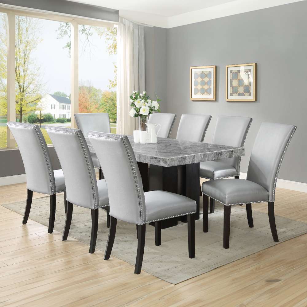 Steve Silver - Camila 9PC Rectangle Dining Set Silver Chair - Gray Table Top - CM420-D9PC-GS veiw 1