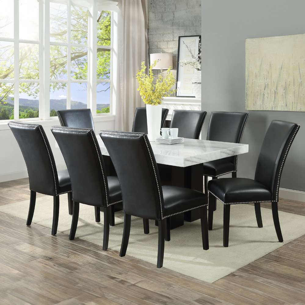 Steve Silver - Camila 9PC Rectangle Dining Set Black Chair - White Table Top - CM420-D9PC-WK veiw 1