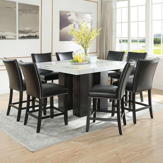 Steve Silver - Camila 9PC Square Counter Set Black Chair - White Table Top - CM540PTPBCCKN9PC veiw 1