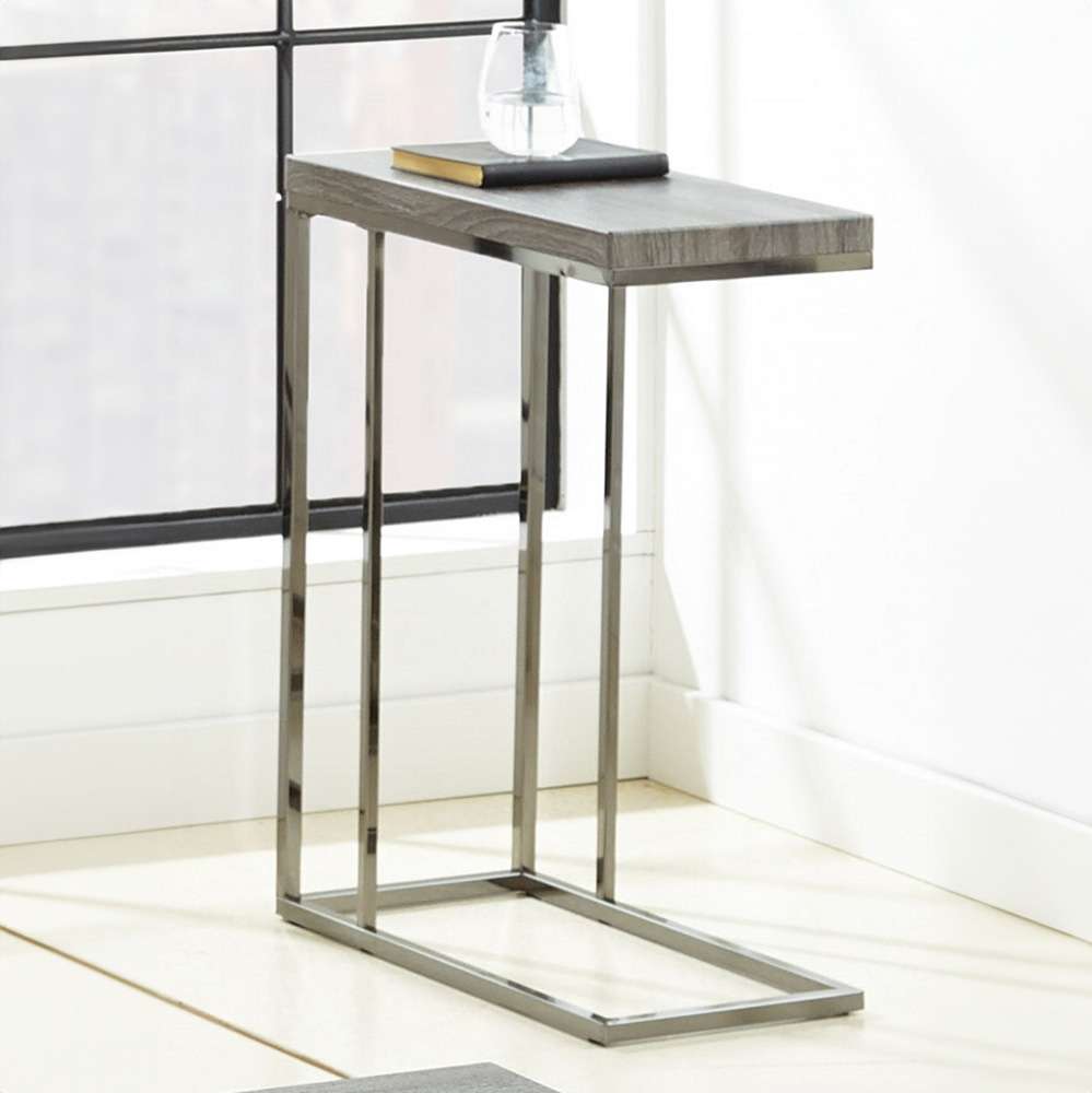 Steve Silver - Lucia Chairside End Table - Gray/Black Nickel - LU150CE veiw 3